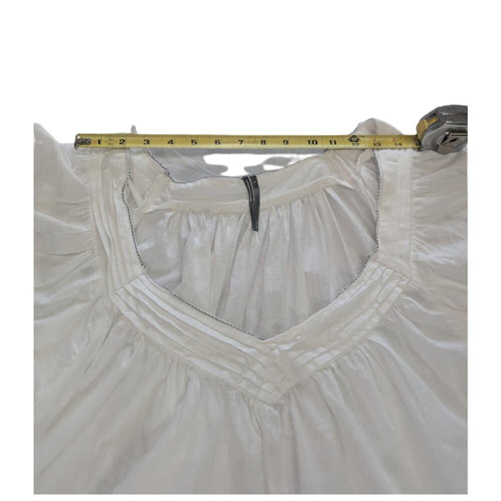 By Anthropologie “In Bloom” White Flutter Sleeve Popover Top Boho Feminine *SZ L - Picture 5 of 9